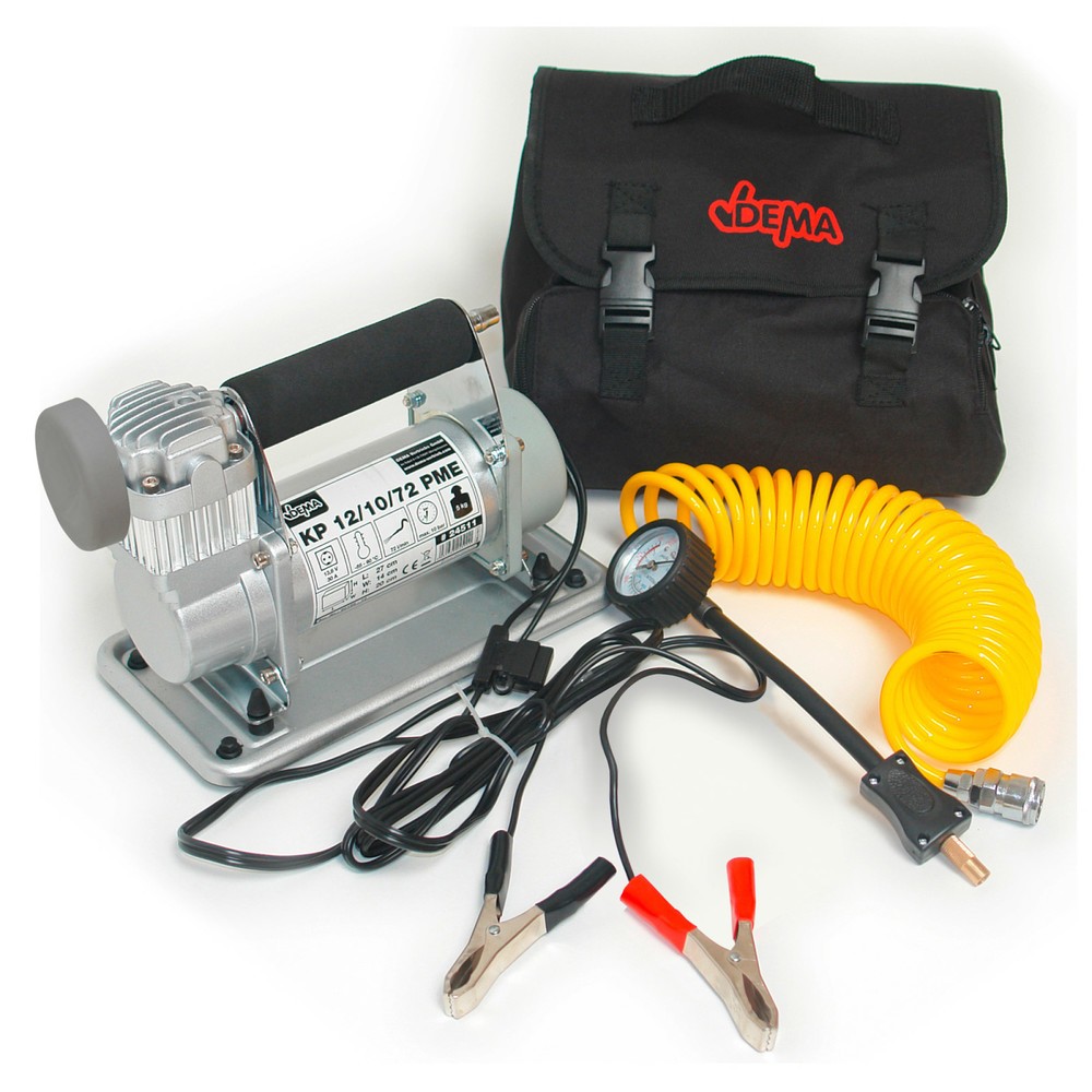 Produktabbildung: 12-Volt-Kompressor, Arbeitsdruck max. 150 psi (10 bar), Schlauchlänge 3,3 m