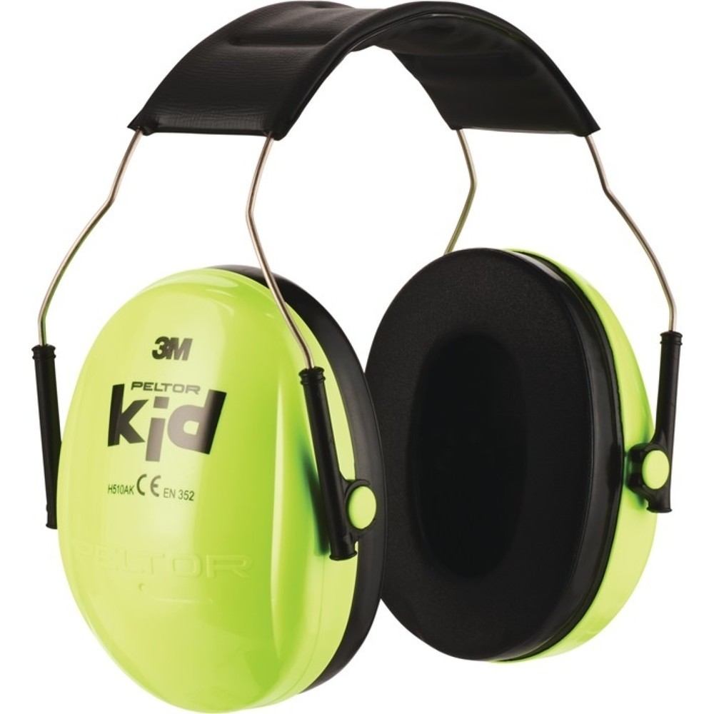 Produktabbildung: 3M™ Kapselgehörschutz H510AK, Kopfbügel neongrün, EN 352 SNR 27 dB, für Kinder