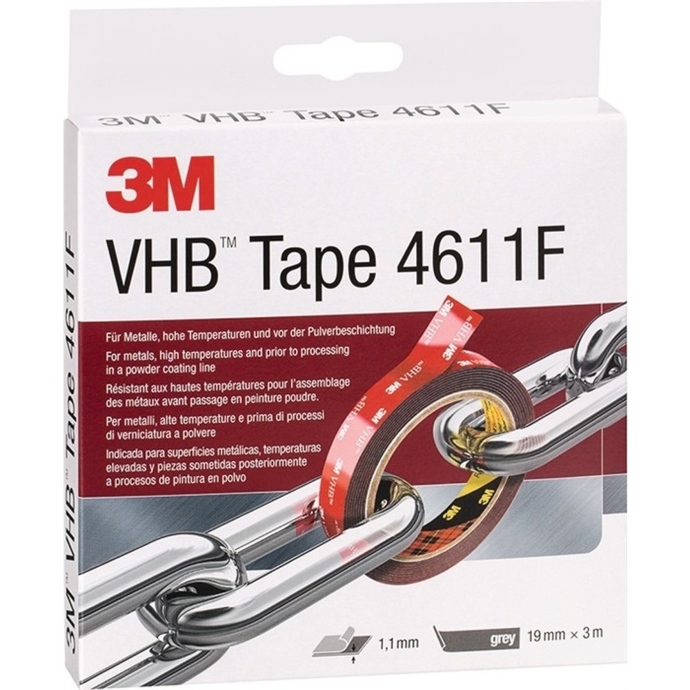 Produktabbildung: 3M Montageband VHB Tape 4611F dunkelgrau L B.19mm Rl.3M