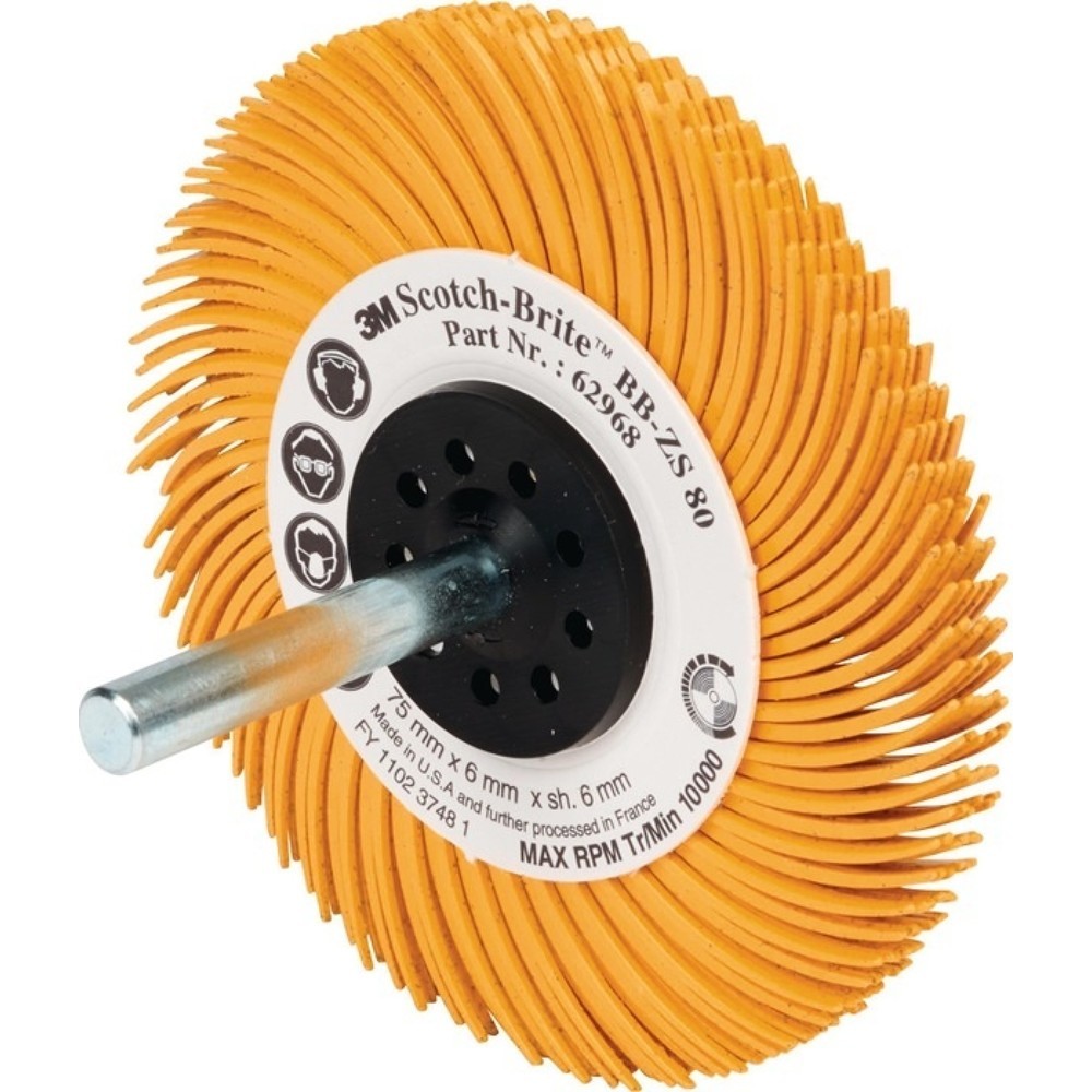 Produktabbildung: 3M™ Radialbürstenscheibe BB-ZS Typ C, gelb, Ø 50,8 mm Körnung 80, 15000 min-¹