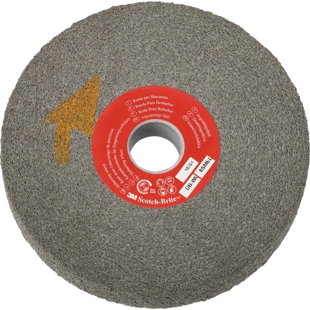 3M™ Schleifbockentgratungsscheibe DB-WL, Ø152xB25,4x25,4mm 9 superfine, Faservlies Produktabbildung: 3M™ Schleifbockentgratungsscheibe DB-WL, Ø152xB25,4x25,4mm 9 superfine, Faservlies