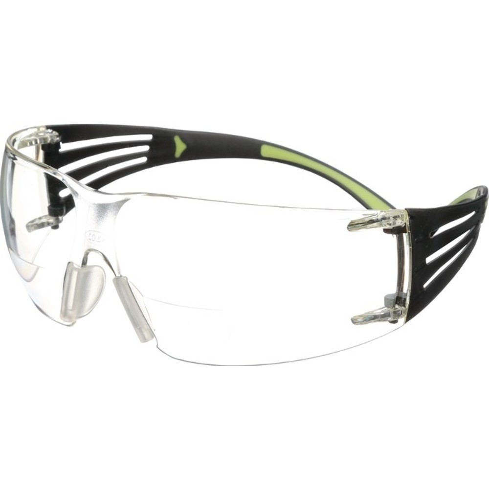 Produktabbildung: 3M™ Schutzbrille Reader SecureFit™-SF400, EN 166, Bügel schwarz grün, Scheibe klar +2