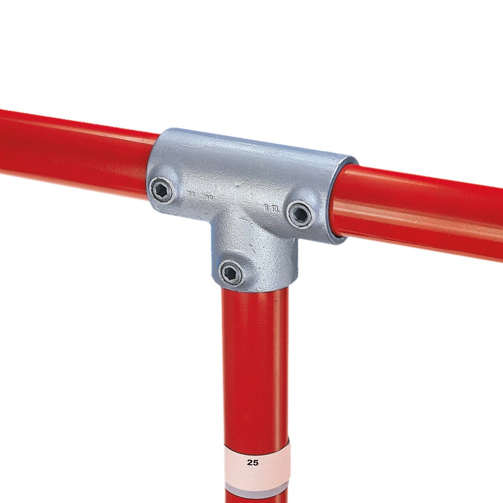 Produktabbildung: 90°-T-Verbinder, 3 Abgänge, Außen-Ø Rohr 26,9 mm