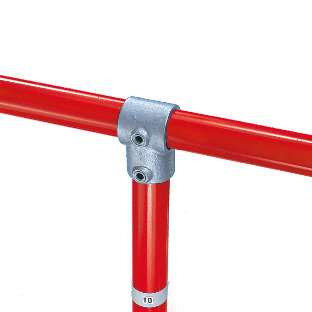 Produktabbildung: 90°-Verbinder, 1 Durchgang, 1 Abgang, Außen-Ø Rohr 26,9 mm