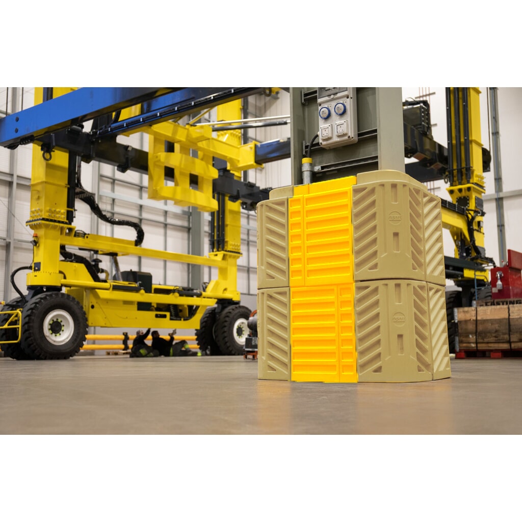 Produktabbildung Nr. 3: A-SAFE Distanzstücke aus MEMAPLEX® für Säulen-Anfahrschutz FlexiShield, gelb, Breite 100 mm