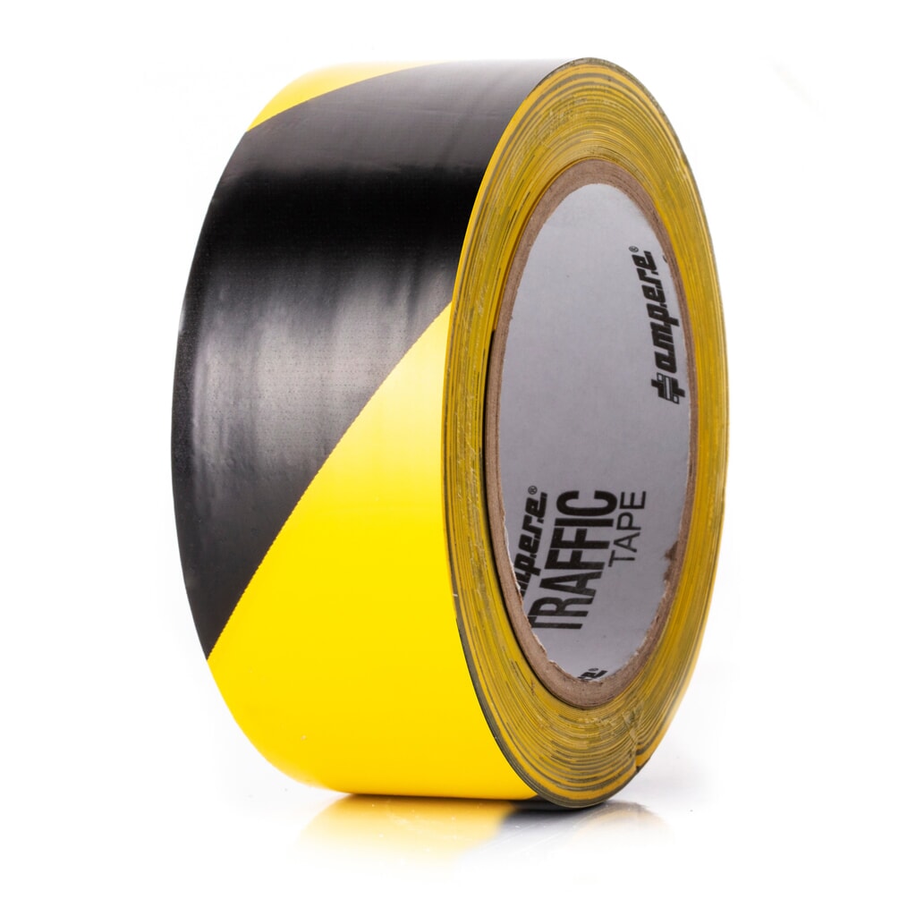 A.M.P.E.R.E. Bodenmarkierungsband Traffic Tape Standard, Breite 50 mm, Stärke 0,15 mm, Länge 33 m, gelb/schwarz Produktabbildung: A.M.P.E.R.E. Bodenmarkierungsband Traffic Tape Standard, Breite 50 mm, Stärke 0,15 mm, Länge 33 m, gelb/schwarz
