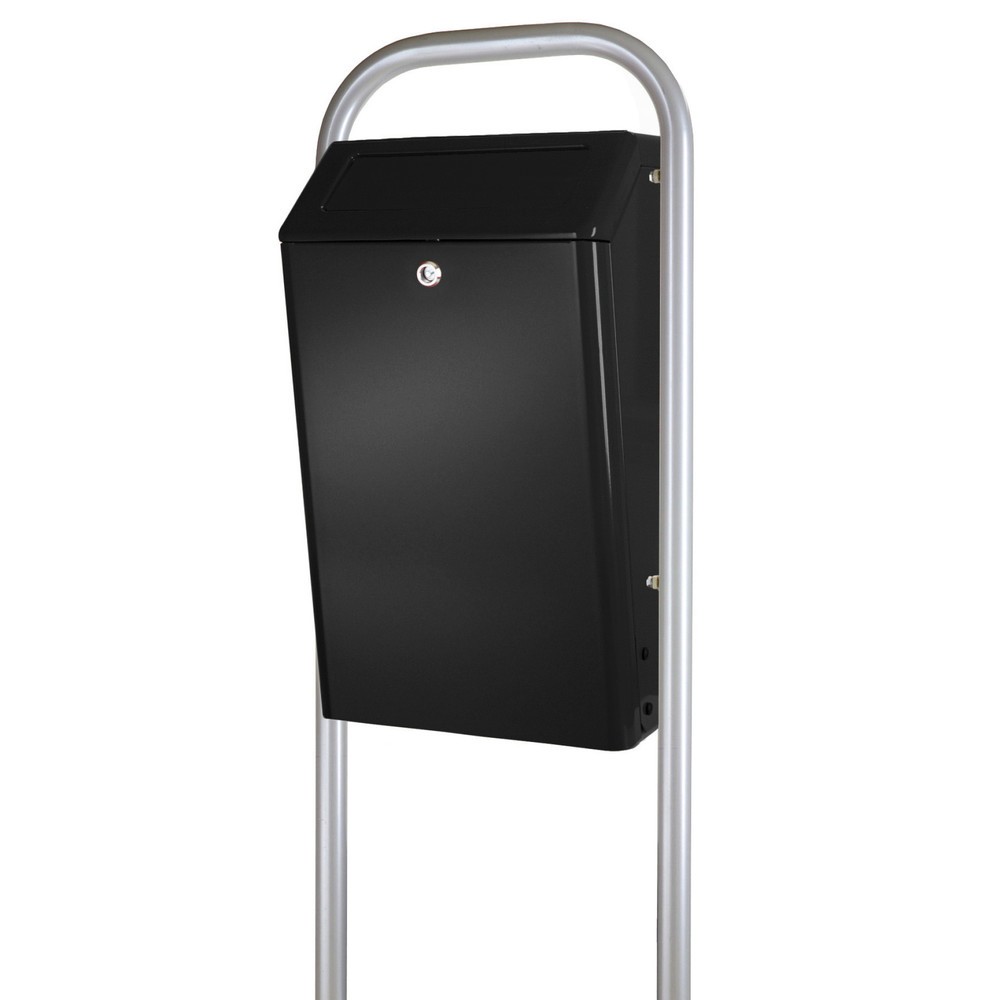 Produktabbildung: Abfallbehälter aus Aluminium, mit Push-Deckel, 50 Liter, schwarz/grau