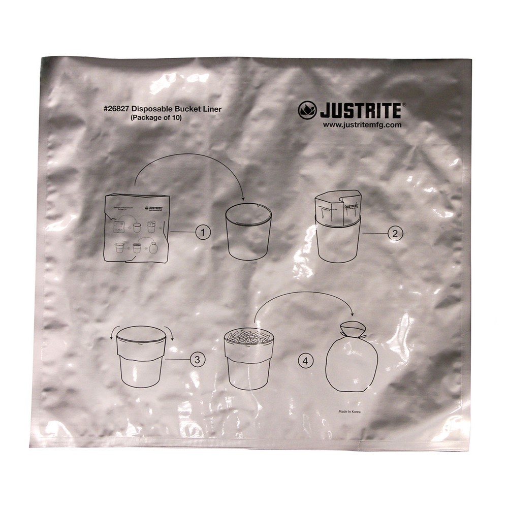 Produktabbildung Nr. 2: Abfallsäcke für Justrite® Sicherheits-Standascher, alubeschichtet, 10er-Pack