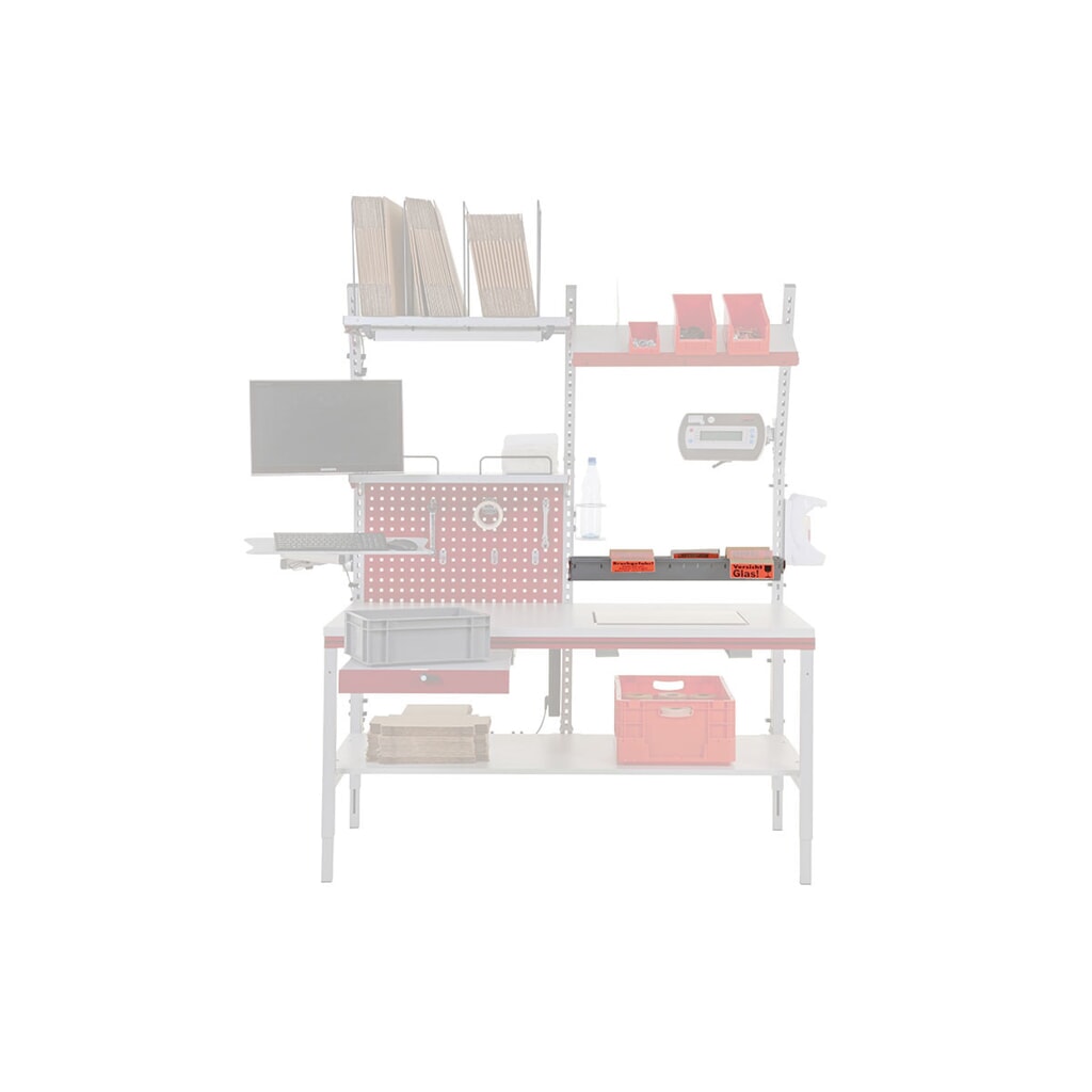 Produktabbildung Nr. 4: Ablagefach für Utensilien für Rocholz Packtische FLEX, komplett mit Trägerarmen