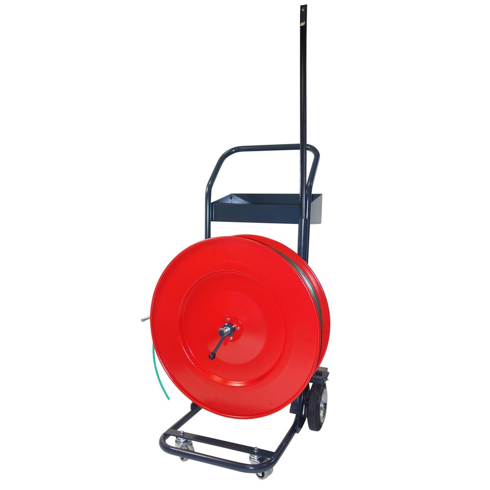 Produktabbildung: Abrollwagen Premium, 4-Rad-System für PP/PET und Stahlband Packentwicklungen, schwarz-rot