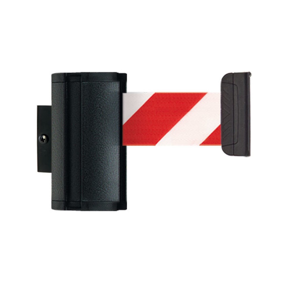 Produktabbildung: Absperr-Wandgurt M zum Einhängen, Länge 2,3 m, rot / weiß diagonal gestreift