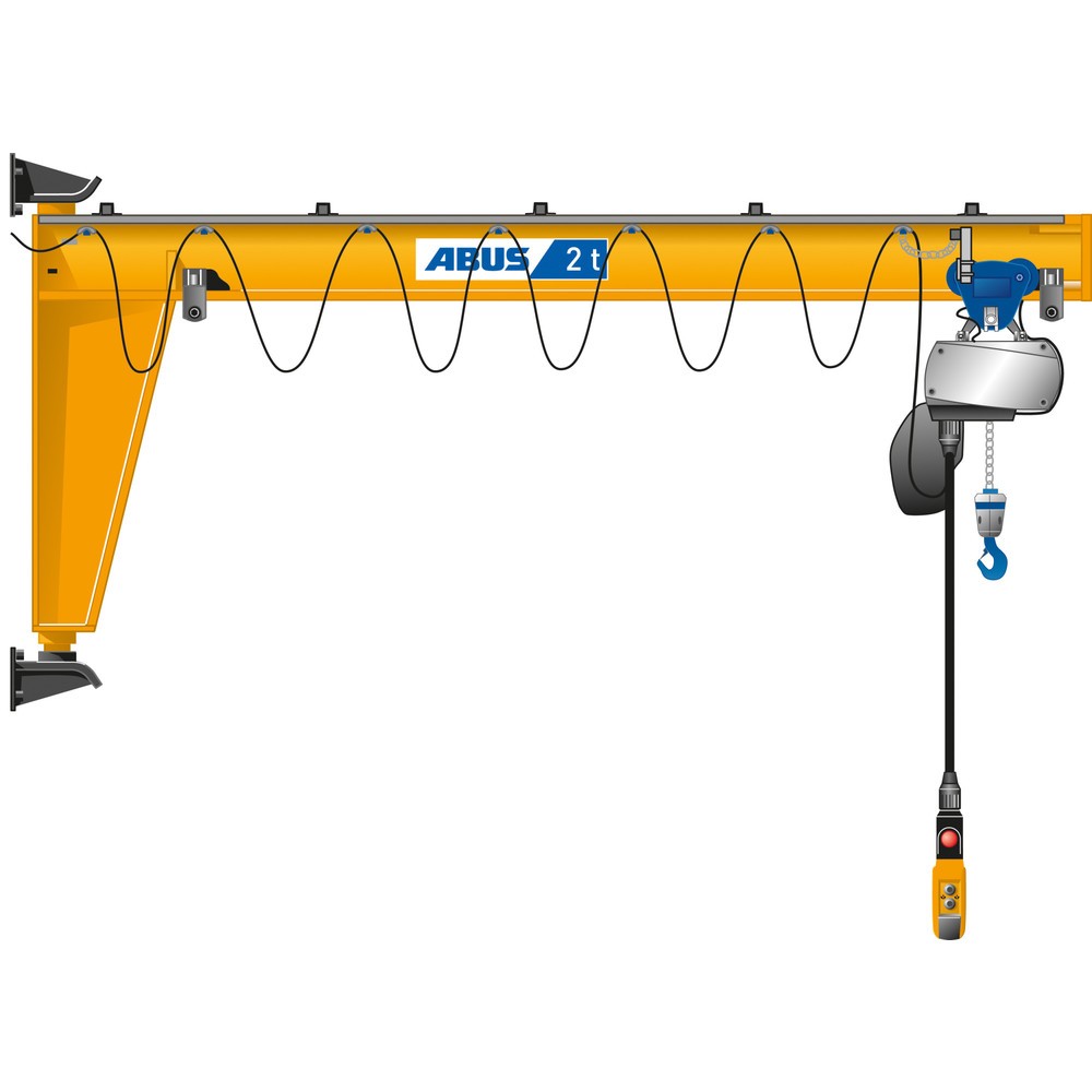 Produktabbildung: ABUS Schwenkkran VW, Wandausführung, Wandlager, 180° Schwenkbereich, Ausladung 4 m, TK 250 kg