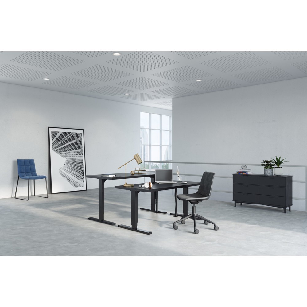 Produktabbildung Nr. 3: Actiforce Elektrisch höhenverstellbarer Schreibtisch Elements Solid 1600, inkl. 2 USB-Anschlüssen, platingrau / weiß