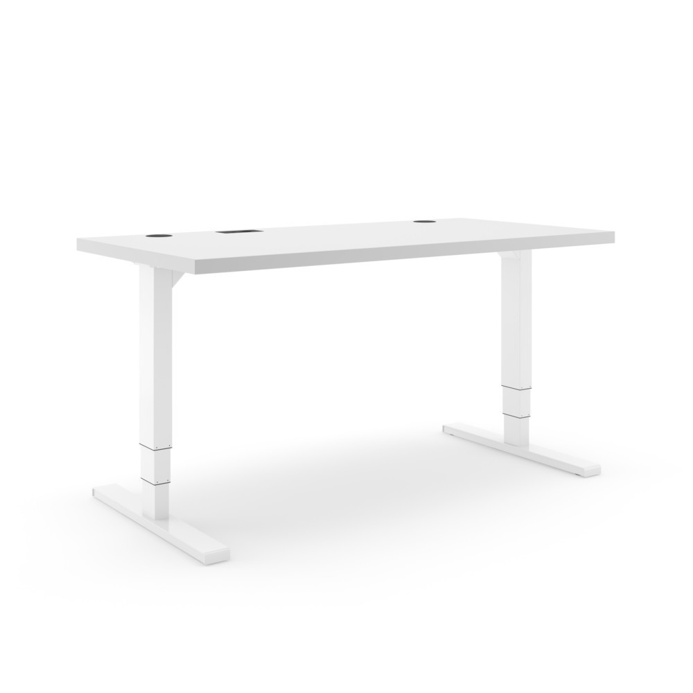 Produktabbildung: Actiforce Elektrisch höhenverstellbarer Schreibtisch Elements Solid 1600, inkl. 2 USB-Anschlüssen, platingrau / weiß