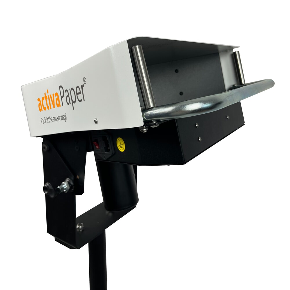 Produktabbildung Nr. 7: activaPaper® Papierpolstermaschine PA2000 für Einzel- oder Serienverpackung, elektrisch, Pedal, fahrbares Kreuz-Gestell, Faltpack von 50g² bis 70g²