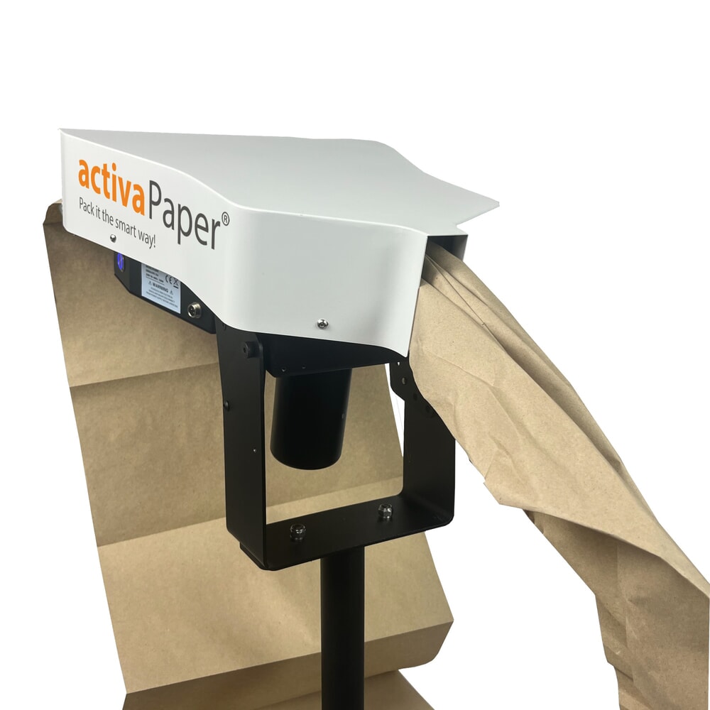 Produktabbildung Nr. 8: activaPaper® Papierpolstermaschine PA2000 für Einzel- oder Serienverpackung, elektrisch, Pedal, fahrbares Kreuz-Gestell, Faltpack von 50g² bis 70g²