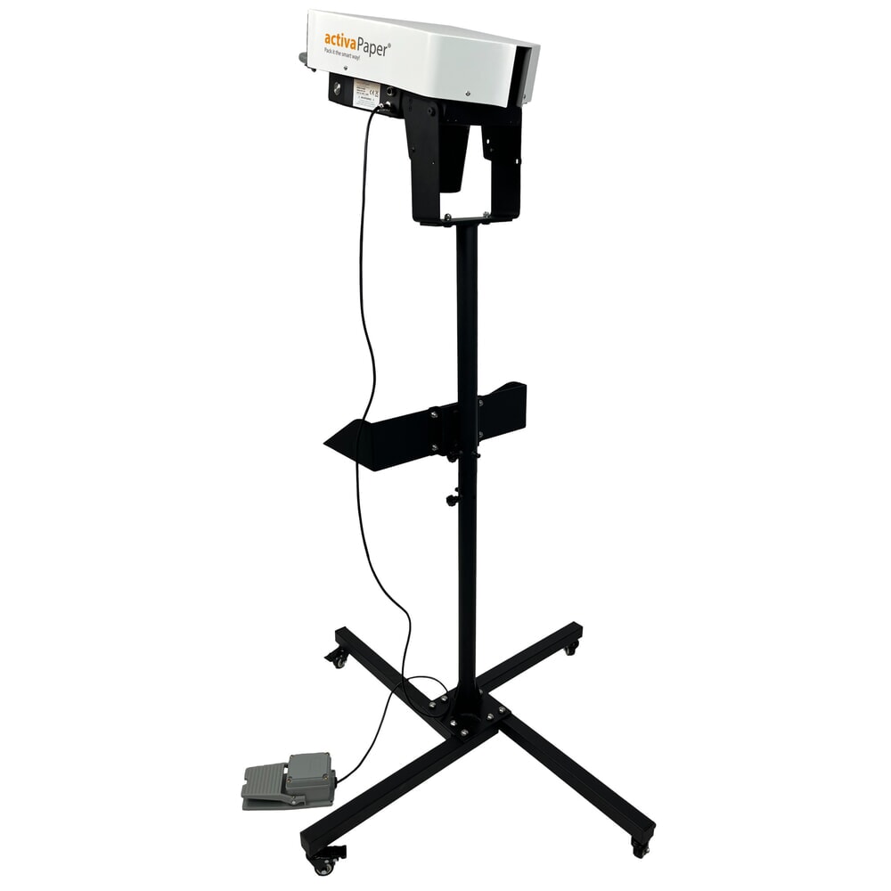 Produktabbildung Nr. 10: activaPaper® Papierpolstermaschine PA2000 für Einzel- oder Serienverpackung, elektrisch, Pedal, fahrbares Kreuz-Gestell, Faltpack von 50g² bis 70g²