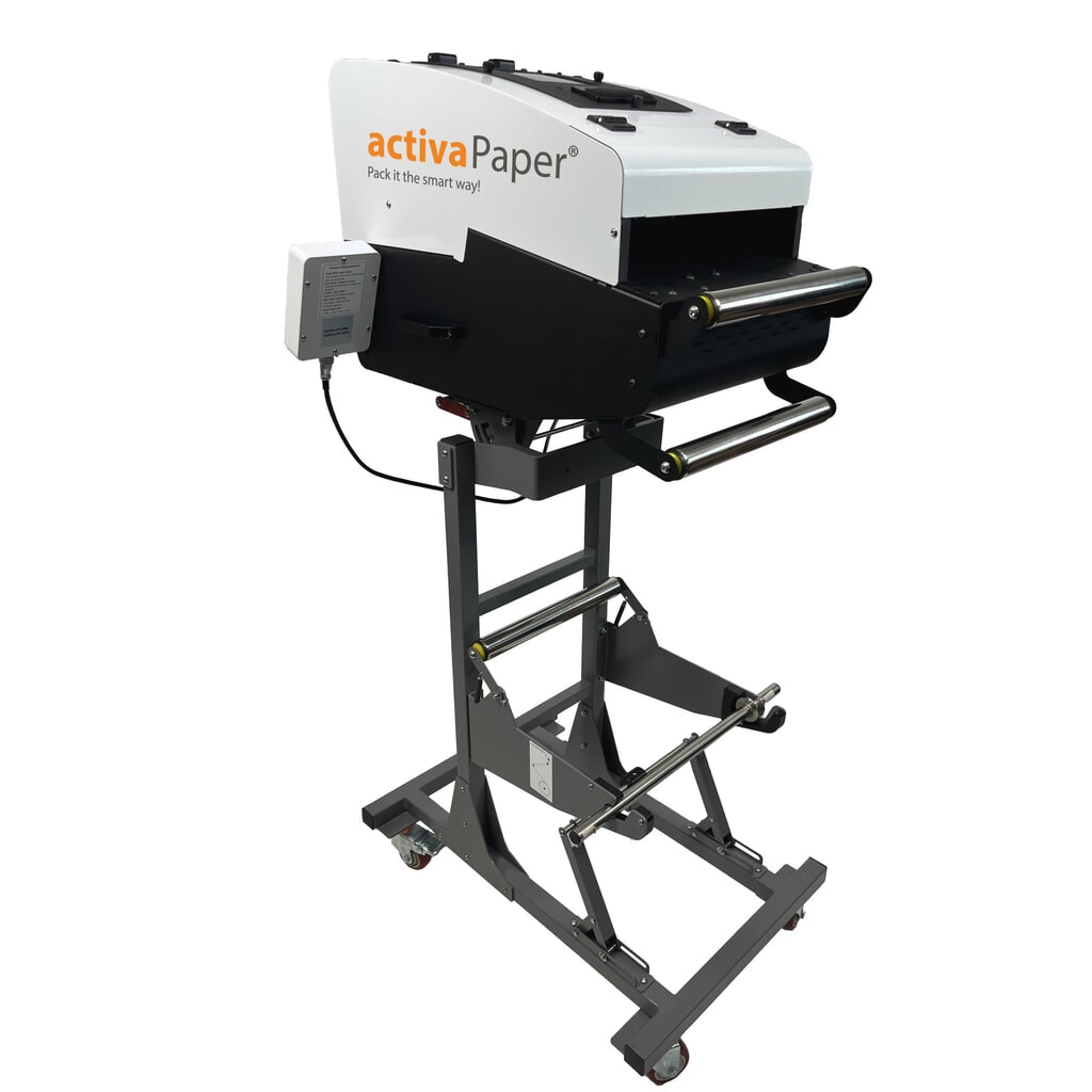 Produktabbildung: activaPaper® Papierpolstermaschine PA5000 für wechselnde Verpackungssituationen, elektrisch, Pedal/Touchscreen, Menge und Länge variabel einstellbar, Rolle von 70g² bis 120g²