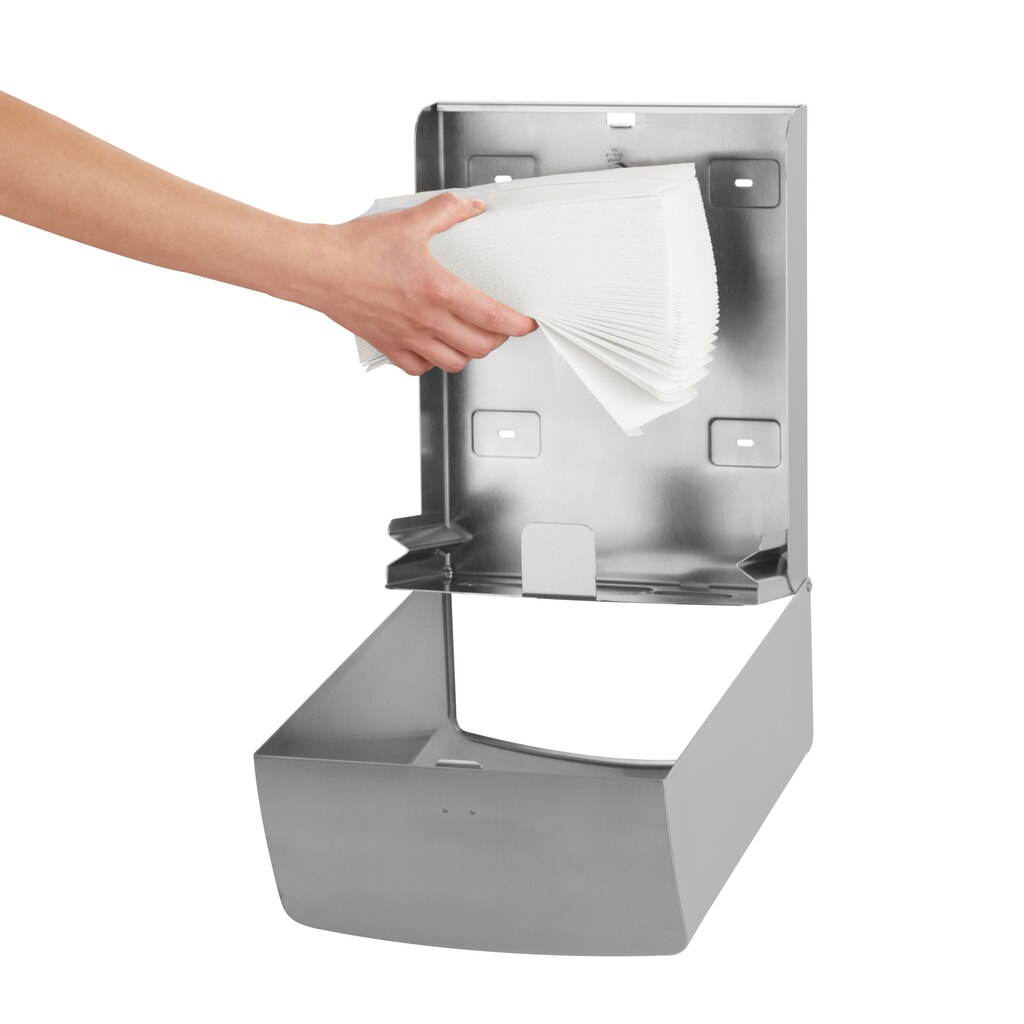 Air-Wolf Papierhandtuchspender für bis zu 600 Falthandtücher Edelstahl gebürstet Produktabbildung Nr. 7: Air-Wolf Papierhandtuchspender für bis zu 600 Falthandtücher Edelstahl gebürstet