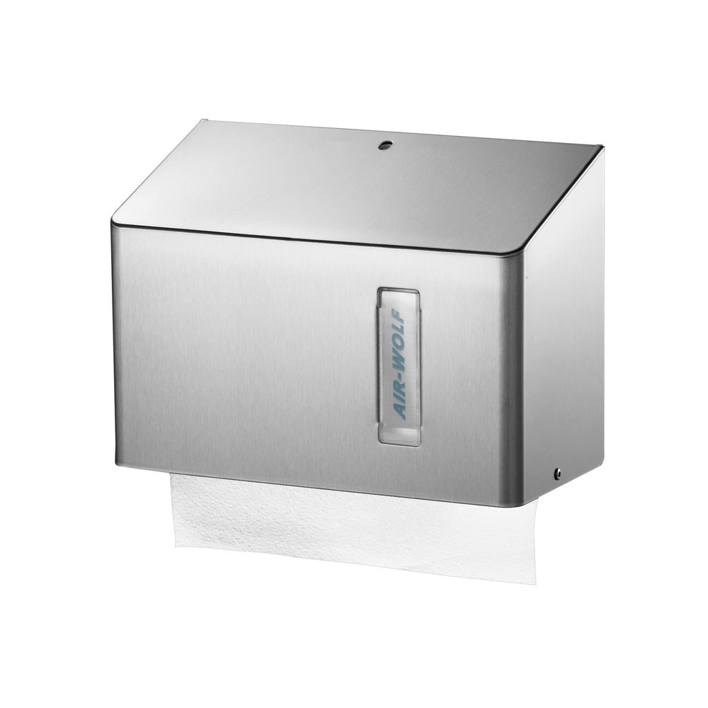 Produktabbildung: Air-Wolf Papierhandtuchspender für ca. 300 Papierhandtücher Serie Omega Edelstahl gebürstet