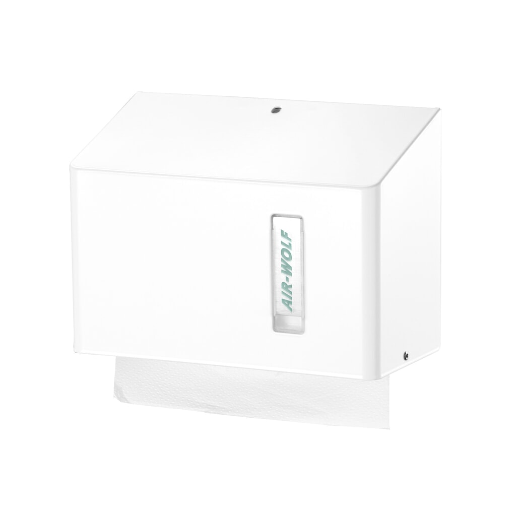 Air-Wolf Papierhandtuchspender für ca. 300 Papierhandtücher Serie Omega Weiß Produktabbildung Nr. 1: Air-Wolf Papierhandtuchspender für ca. 300 Papierhandtücher Serie Omega Weiß