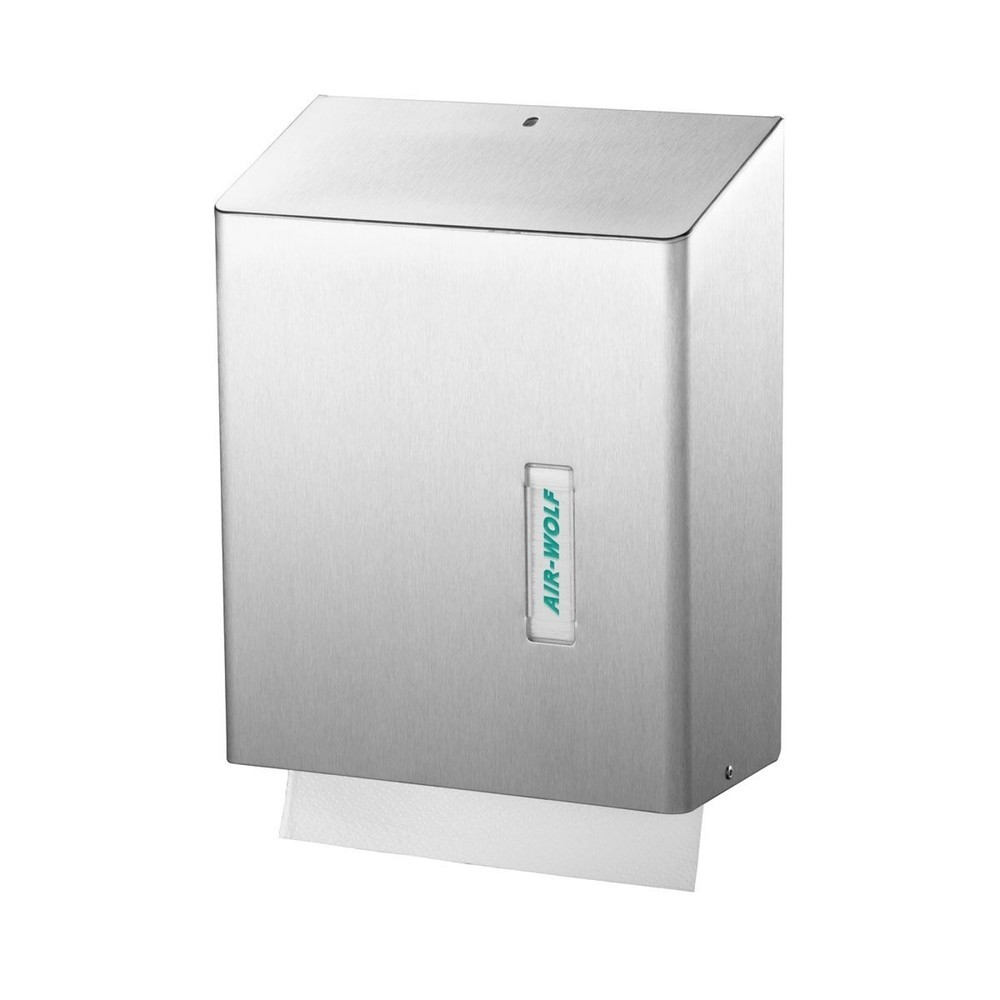 Produktabbildung: Air-Wolf Papierhandtuchspender für ca. 500 Papierhandtücher C- oder V-Falzung Serie Omega