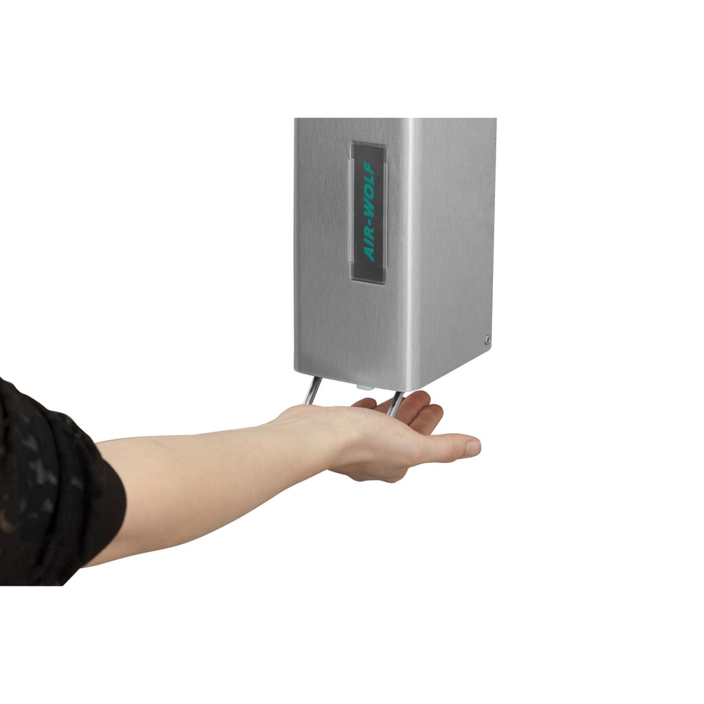 Air-Wolf Seifen- und Desinfektionsmittelspender für 1200 ml Händewaschlotion bzw. Desinfektionsmittel Edelstahl gebürstet Serie Omega Produktabbildung Nr. 2: Air-Wolf Seifen- und Desinfektionsmittelspender für 1200 ml Händewaschlotion bzw. Desinfektionsmittel Edelstahl gebürstet Serie Omega
