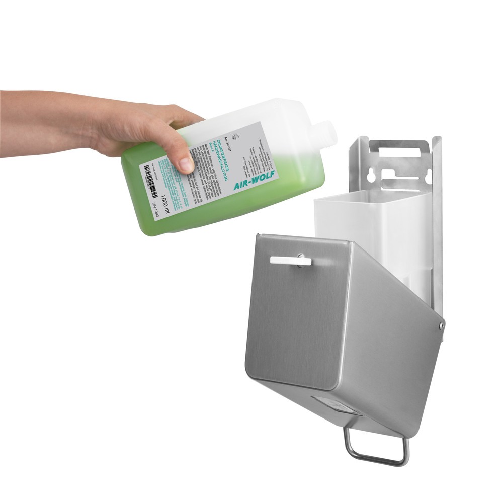 Produktabbildung Nr. 2: Air-Wolf Seifen- und Desinfektionsmittelspender für 250 ml Edelstahl gebürstet