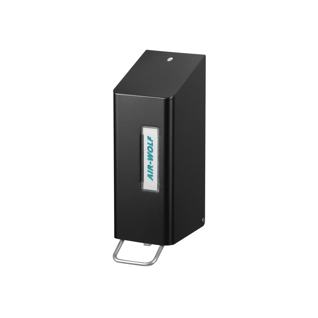 Air-Wolf Seifen- und Desinfektionsmittelspender für 600 ml Händewaschlotion bzw. Desinfektionsmittel Schwarz Serie Omega Produktabbildung: Air-Wolf Seifen- und Desinfektionsmittelspender für 600 ml Händewaschlotion bzw. Desinfektionsmittel Schwarz Serie Omega