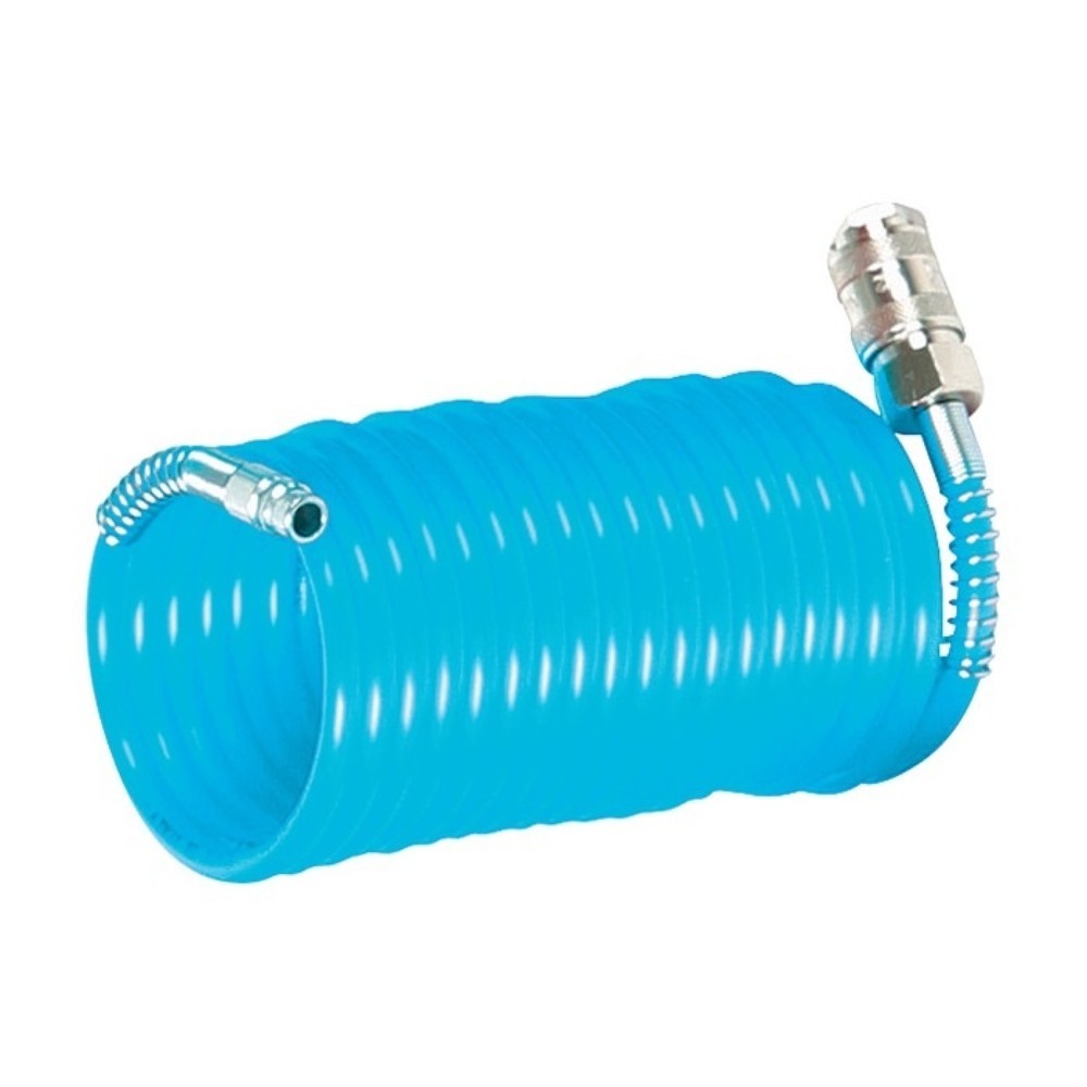 Produktabbildung: AIRCRAFT Spiralschlauchset, Länge 5 m blau, Innen-Ø 6 mm Außen-Ø 8 mm, Rolle, Kupplung DN 7,2
