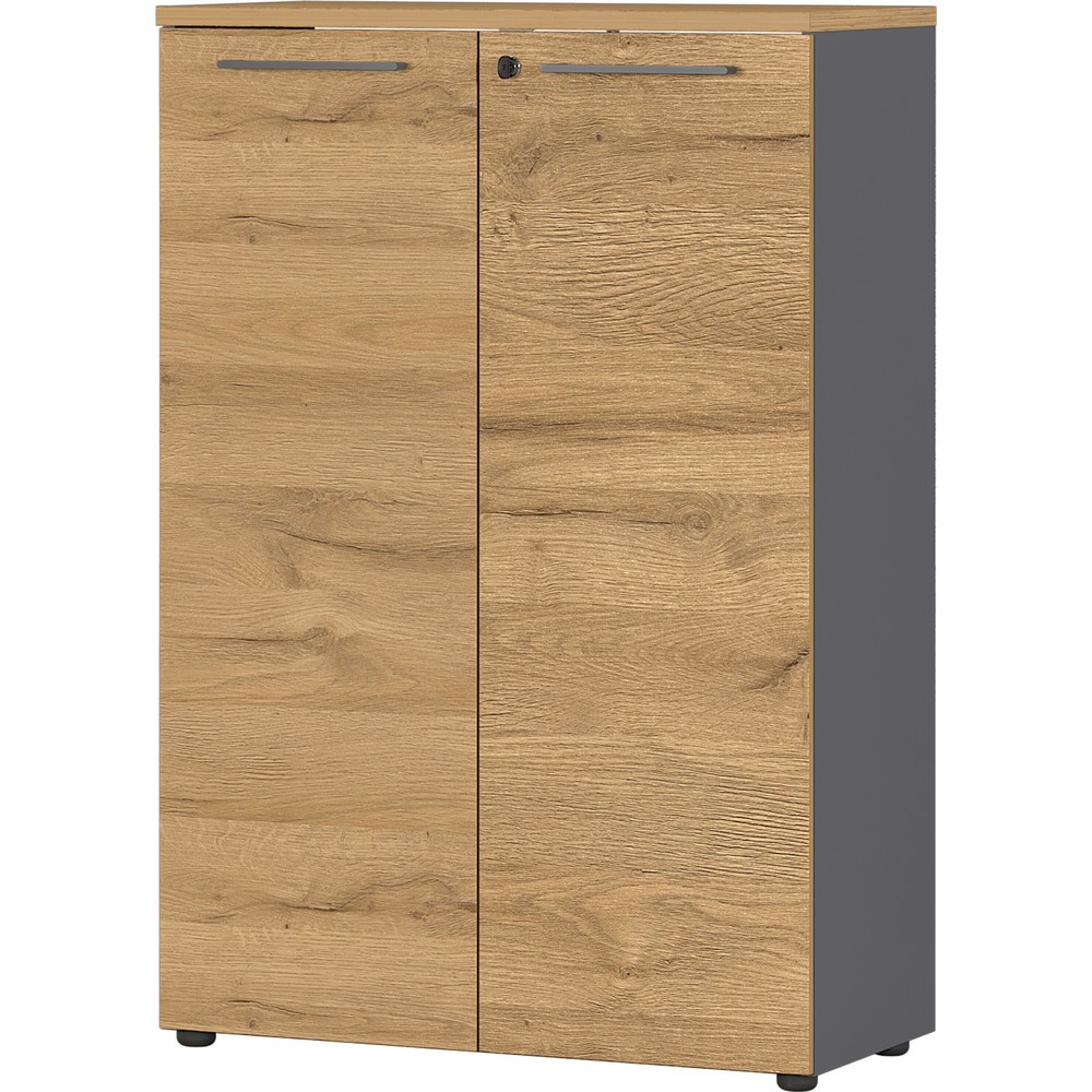 Produktabbildung Nr. 4: Aktenschrank AGENDA, geschlossen, 2 Flügeltüren, Höhe 1.200 mm, Breite 800 mm, Graphit/Grandson-Eiche-Nb.