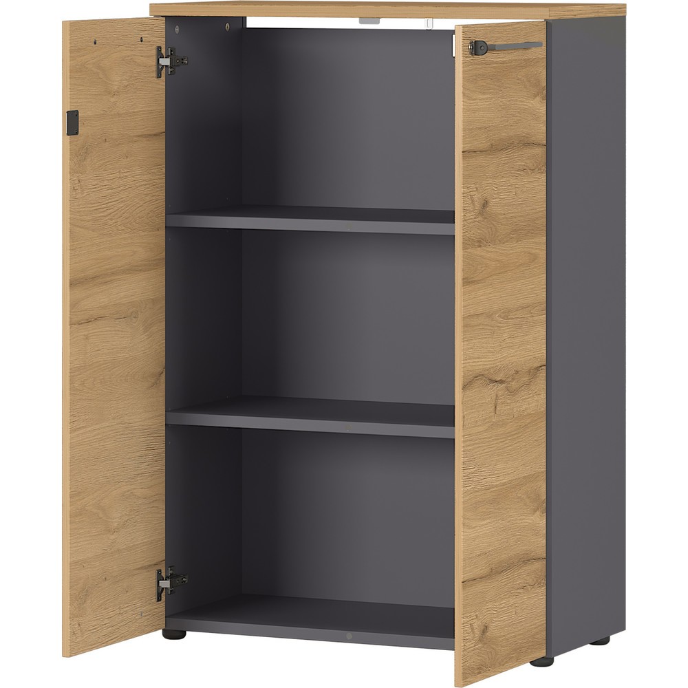 Produktabbildung Nr. 5: Aktenschrank AGENDA, geschlossen, 2 Flügeltüren, Höhe 1.200 mm, Breite 800 mm, Graphit/Grandson-Eiche-Nb.
