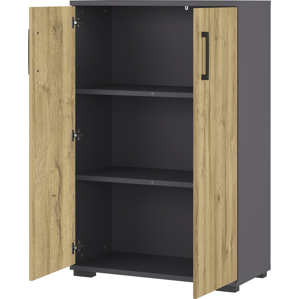Produktabbildung Nr. 3: Aktenschrank PROFI, 2 Flügeltüren, Höhe 1.230 mm, Breite 800 mm, Graphit/Grandson-Eiche-Nb.