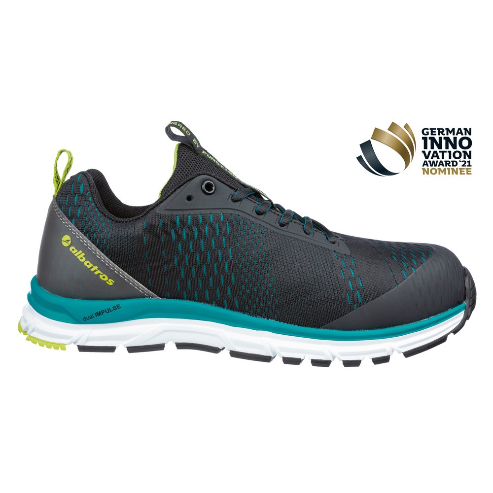 Produktabbildung: albatros Sicherheitshalbschuh AER55 IMPULSE BLACK BLUE LOW S1P ESD HRO SRA Größe 38, schwarz-blau