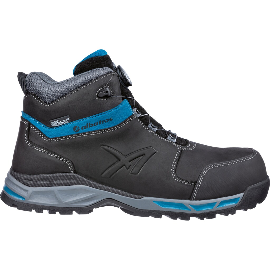 Produktabbildung: albatros Sicherheitsstiefel TOFANE BLACK QL CTX MID S3 ESD WR HRO SRC Größe 42, schwarz-blau