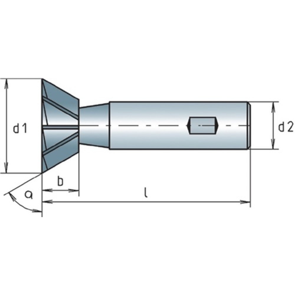Produktabbildung Nr. 2: Winkelfräser DIN 1833C Typ N D.25mm 45Grad HSS-Co 10Schneiden