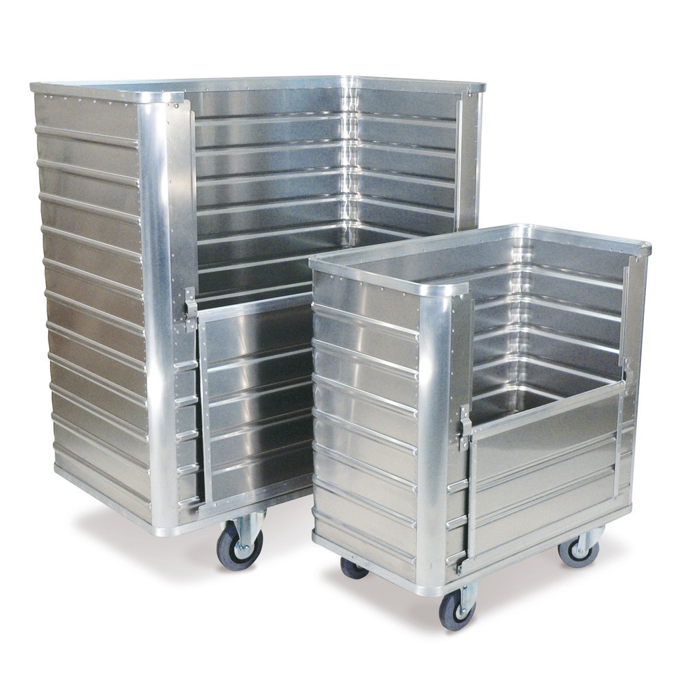 Produktabbildung: Alu-Kastenwagen mit halb abklappbarer Wand, 355 Liter