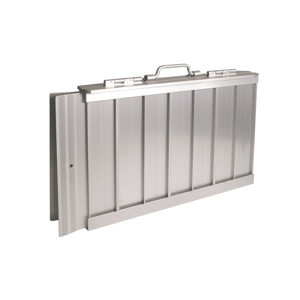 Klappbare Auffahrrampe mit Tragegriff, Tragkraft 270 kg, LxB 600 x 700 mm Produktabbildung: Klappbare Auffahrrampe mit Tragegriff, Tragkraft 270 kg, LxB 600 x 700 mm