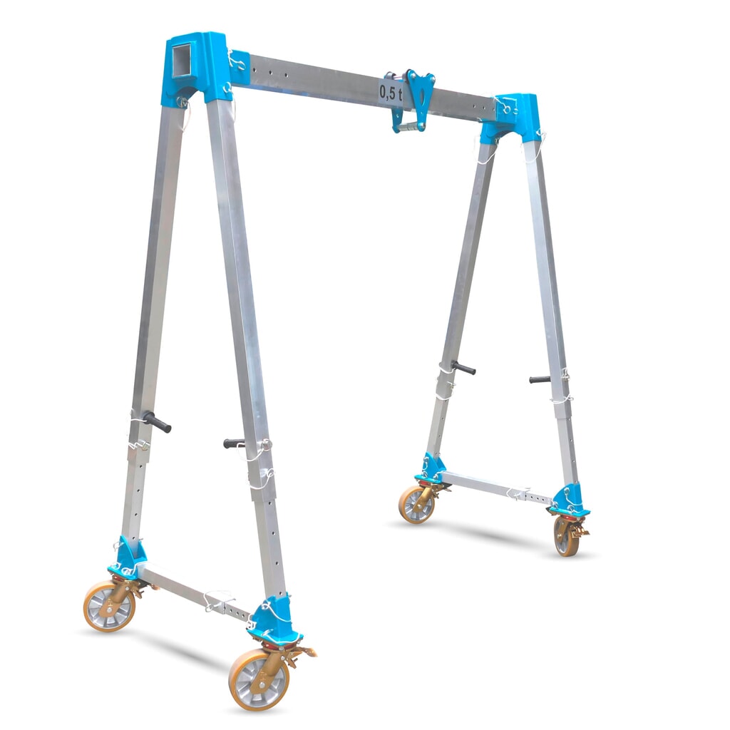 Alu-Vierbein AVF 0,5, verfahrbar, Trägerlänge 2.000 mm, TK 500 kg Produktabbildung: Alu-Vierbein AVF 0,5, verfahrbar, Trägerlänge 2.000 mm, TK 500 kg