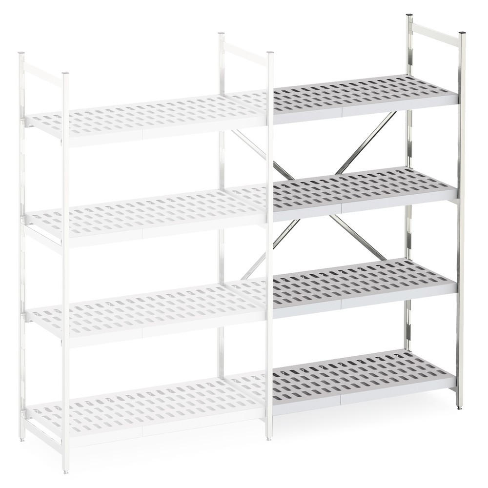 Produktabbildung: Aluminium-Regal mit Kunststoff-Gitterböden, AF, FL 600 kg, HxBxT 2.000 x 775 x 400 mm