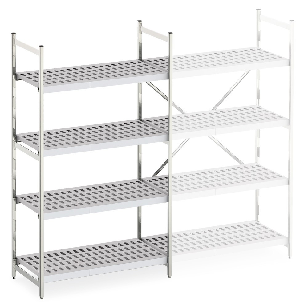 Produktabbildung: Aluminium-Regal mit Kunststoff-Gitterböden, GF, FL 600 kg, HxBxT 1.600 x 800 x 500 mm