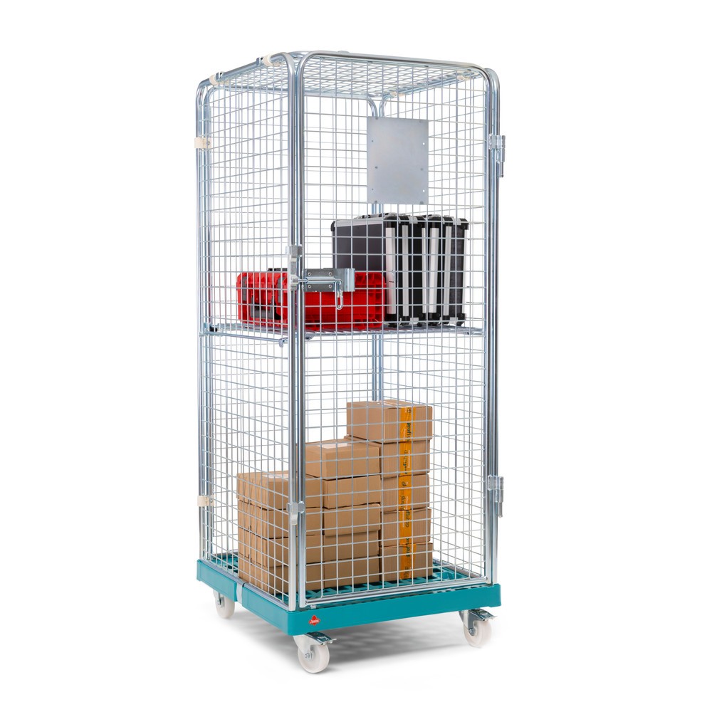 Produktabbildung Nr. 2: Ameise® Anti-Diebstahl-Rollbehälter, 5-seitig, galvanisch verzinkt, Kunststoff-Rollplatte, HxBxT 1.810 x 724 x 815 mm, mit klappbarem Zwischenboden