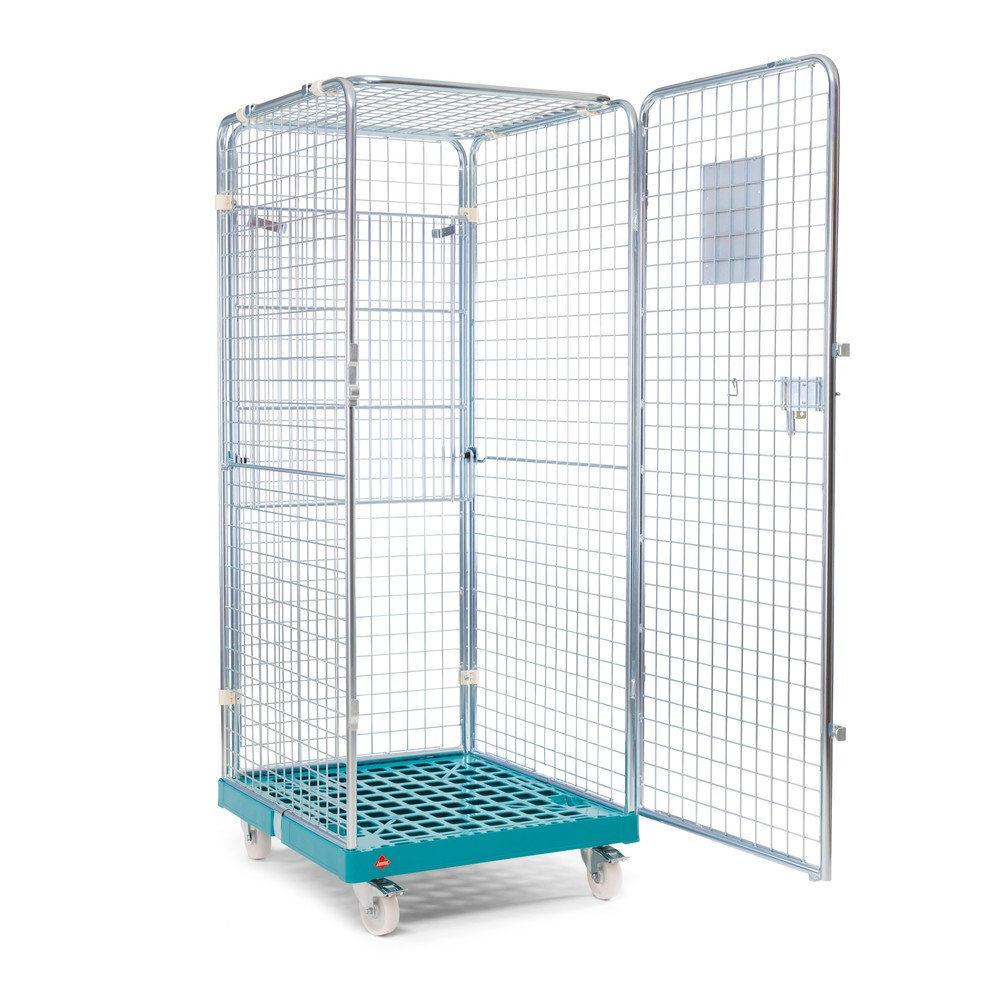 Produktabbildung Nr. 1: Ameise® Anti-Diebstahl-Rollbehälter, 5-seitig, galvanisch verzinkt, Kunststoff-Rollplatte, HxBxT 1.810 x 724 x 815 mm, mit klappbarem Zwischenboden