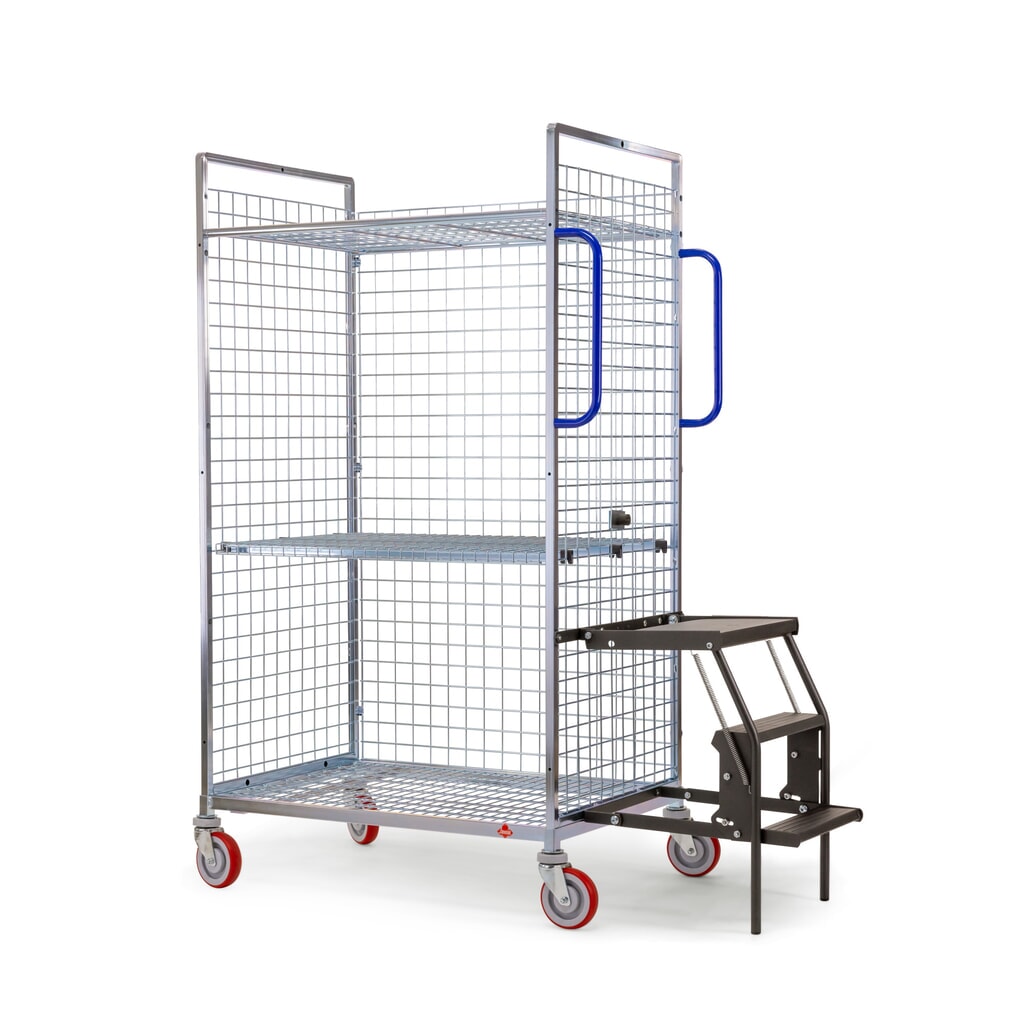 Ameise® Kommissionierwagen AK-M, 3 Gitterwände, inkl. 1 Zwischenboden, HxBxT 1.625 x 500 x 935 mm Produktabbildung Nr. 2: Ameise® Kommissionierwagen AK-M, 3 Gitterwände, inkl. 1 Zwischenboden, HxBxT 1.625 x 500 x 935 mm