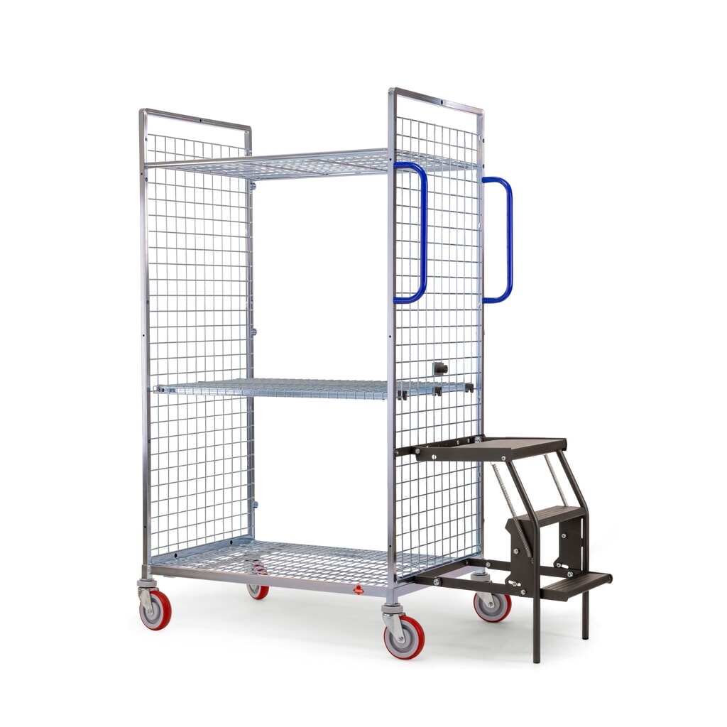 Produktabbildung Nr. 2: Ameise® Kommissionierwagen AK-M, 2 Gitterwände, inkl. 1 Zwischenboden, HxBxT 1.625 x 500 x 935 mm