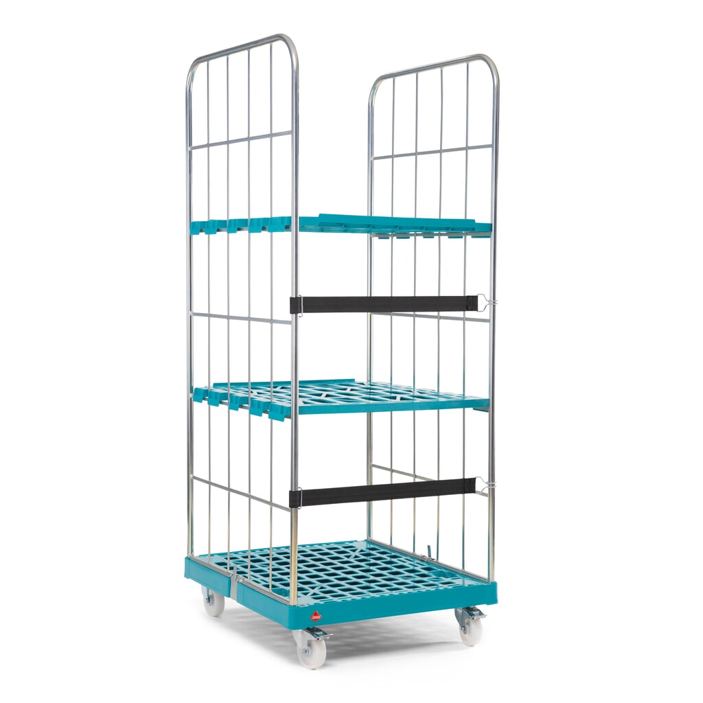 Produktabbildung Nr. 5: Ameise® Rollbehälter, 2-seitig, grobmaschig, galvanisch verzinkt, Kunststoff-Rollplatte, HxBxT 1.830 x 724 x 815 mm