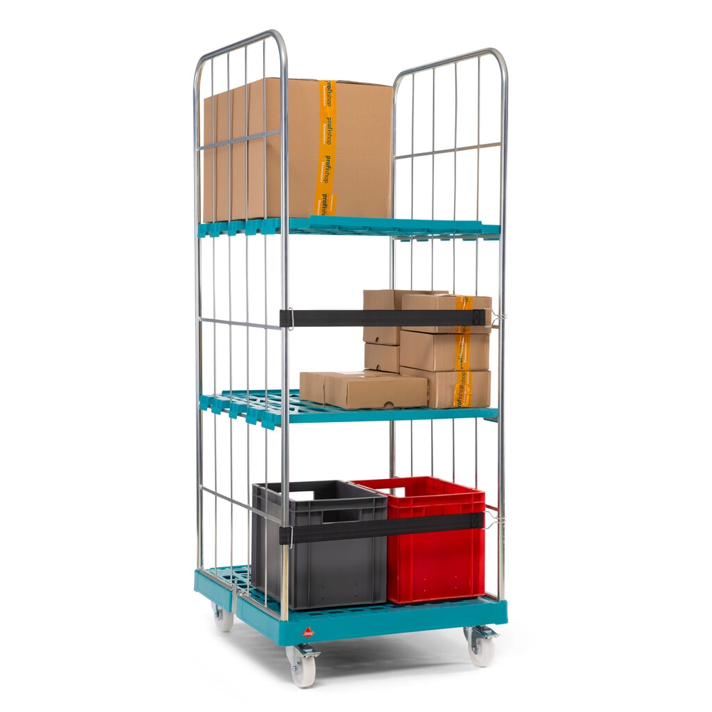 Produktabbildung Nr. 6: Ameise® Rollbehälter, 2-seitig, grobmaschig, galvanisch verzinkt, Kunststoff-Rollplatte, HxBxT 1.830 x 724 x 815 mm