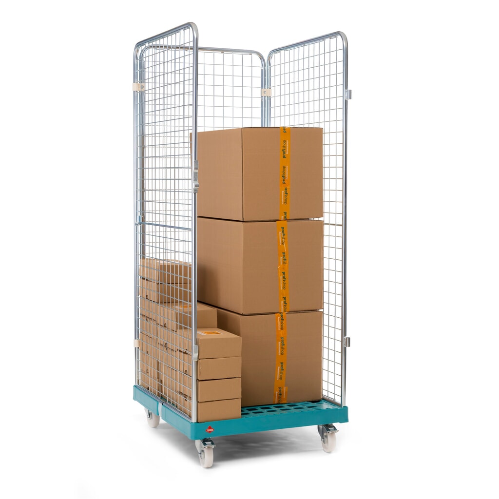 Ameise® Rollbehälter, 3-seitig, feinmaschig, galvanisch verzinkt, Kunststoff-Rollplatte, HxBxT 1.810 x 724 x 815 mm Produktabbildung Nr. 2: Ameise® Rollbehälter, 3-seitig, feinmaschig, galvanisch verzinkt, Kunststoff-Rollplatte, HxBxT 1.810 x 724 x 815 mm