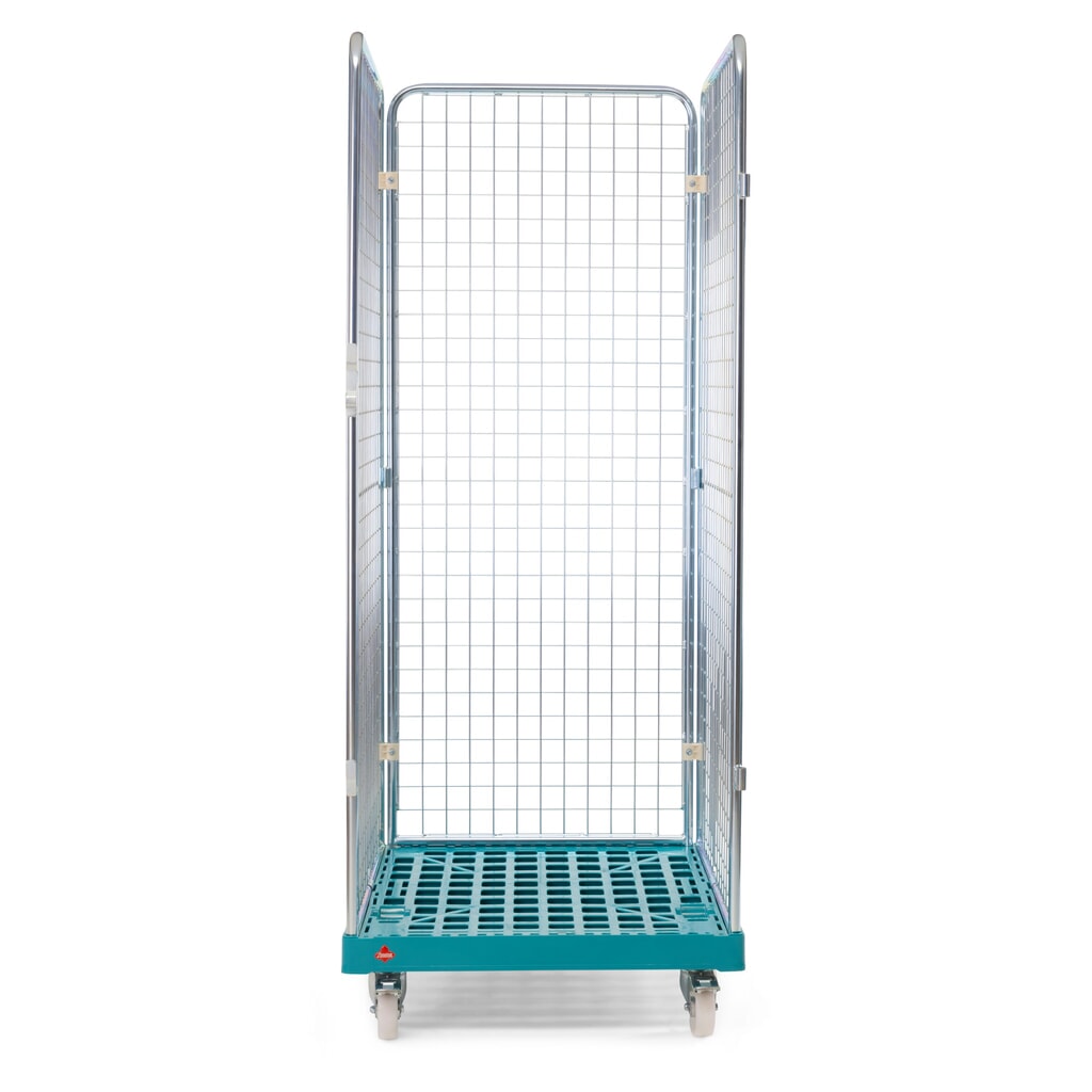 Ameise® Rollbehälter, 3-seitig, feinmaschig, galvanisch verzinkt, Kunststoff-Rollplatte, HxBxT 1.810 x 724 x 815 mm Produktabbildung Nr. 3: Ameise® Rollbehälter, 3-seitig, feinmaschig, galvanisch verzinkt, Kunststoff-Rollplatte, HxBxT 1.810 x 724 x 815 mm