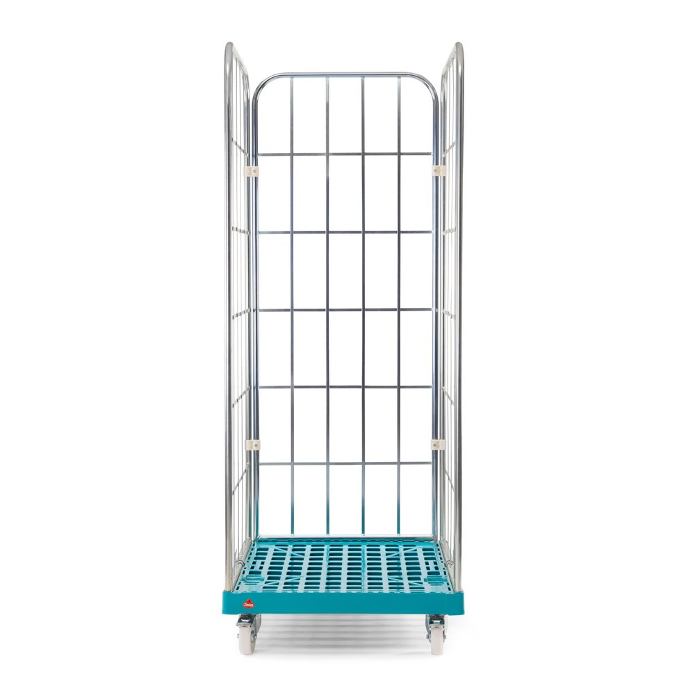 Produktabbildung Nr. 3: Ameise® Rollbehälter, 3-seitig, grobmaschig, galvanisch verzinkt, Kunststoff-Rollplatte, HxBxT 1.640 x 724 x 815 mm